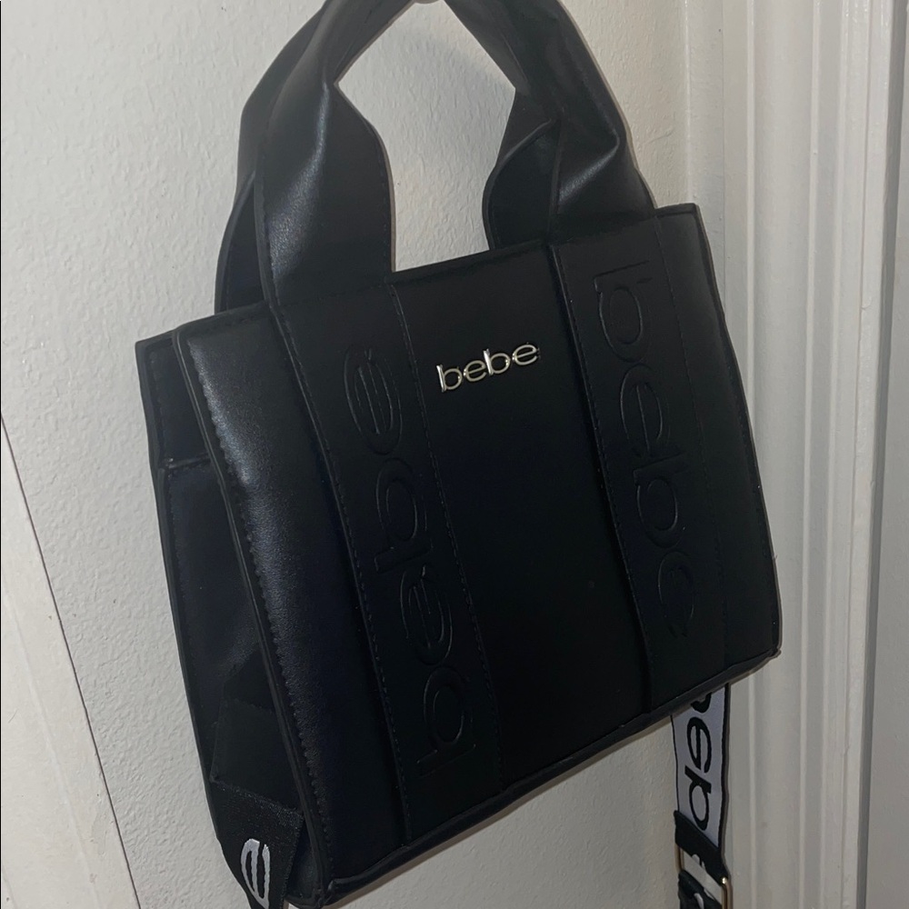 Bebe Black Tote Bag with Logo Detail
